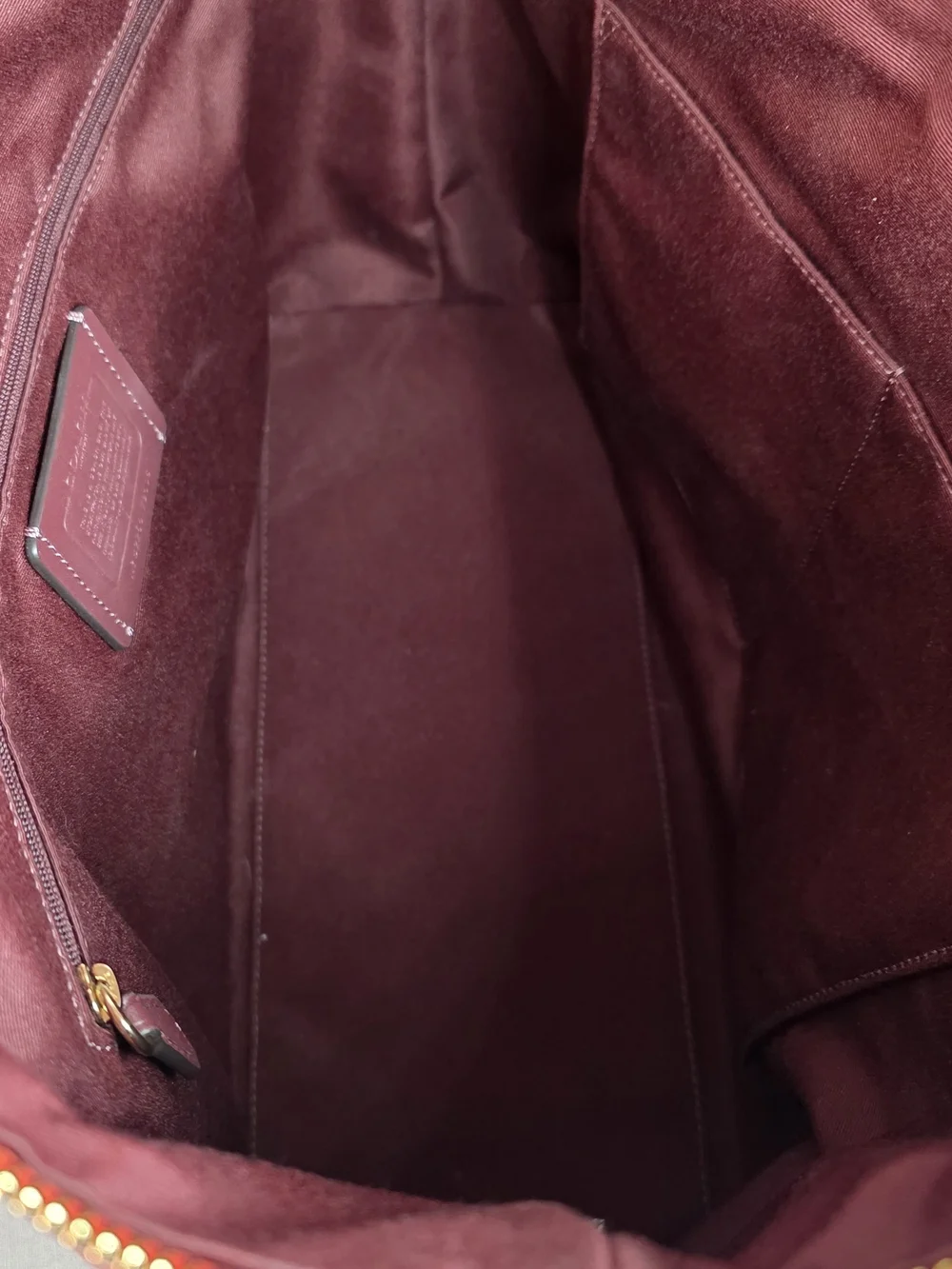 Coach Red Leather Tote Bag with Front Zip Pocket